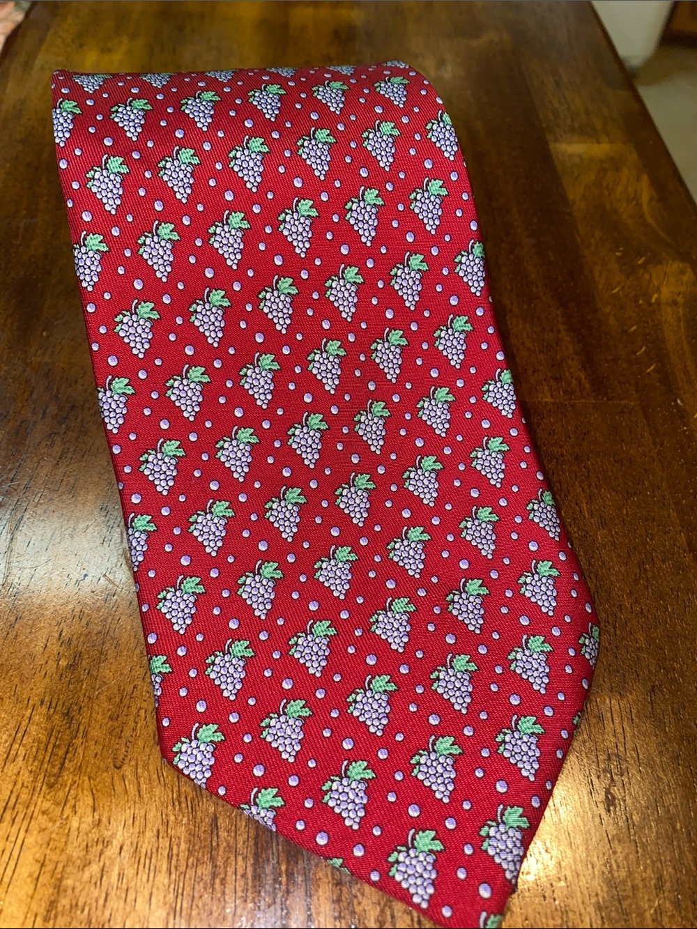 Vineyard Vines Red Tie with White Grape Motif